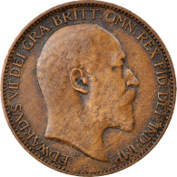 Monnaie, Grande-Bretagne, Edward VII, Farthing, 1909, TTB, Bronze, KM:792 - B. 1 Farthing