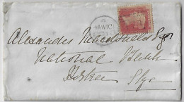 Great Britain 1871 Cover Hawick To Portree Stamp 1 Penny Red Perforate Corner Letter DK Queen Victoria Plate 127 - Covers & Documents