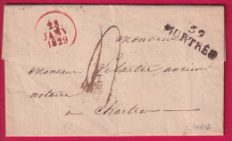 MARQUE 59 MORTREE ORNE + DATEUR A EN ROUGE 1829 POUR CHARTRES ERURE ET LOIR LETTRE - 1801-1848: Voorlopers XIX