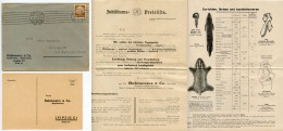 Germany 1935 Cover & Price List; Leipzig - Rabinowicz & Co., Rauchwaren - Kommission To Schiplage; 3pf. Hindenburg - Briefe U. Dokumente