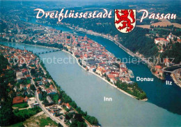 72826436 Passau Dreifluessestadt Am Zusammenfluss Von Donau Inn Und Ilz Fliegera - Passau