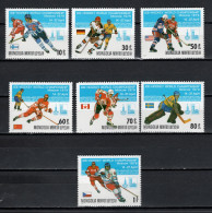 Mongolia 1979 Olympic Games Lake Placid / Moscow, Ice Hockey Set Of 7 MNH - Invierno 1980: Lake Placid