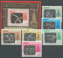 Mocambique 1979 Olympic Games Moscow, Wrestling, Equestrian, Archery Etc. Set Of 6 + S/s MNH - Summer 1980: Moscow