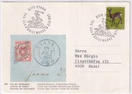 Zum. PJ 220 / Mi. 866 TdB Karte Mit Sonderstempel Tag Der Briefmarke 1967 STANS - Storia Postale