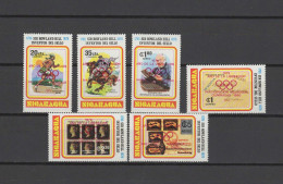 Nicaragua 1980 Olympic Games Moscow, Rowland Hill, Zeppelin Set Of 6 With Red Overprint MNH -scarce- - Summer 1980: Moscow