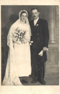Souvenir Photo Postcard Elegant Couple Wedding Bride Groom - Noces