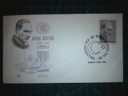 ARGENTINE, Enveloppe FDC Commémorant "Kemal Ataturk, 25ème Anniversaire De Sa Mort". Timbre-poste Et Cachet Spécial. Ann - FDC