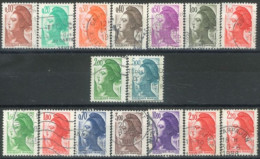 FRANCE -1982/85 - LIBERTY STAMPS SET OF 16, USED - Oblitérés