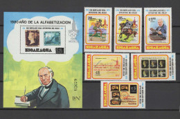 Nicaragua 1980 Olympic Games Moscow, Rowland Hill Set Of 6 + S/s With Silver Or Red Overprint MNH -scarce- - Zomer 1980: Moskou