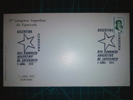 ARGENTINE, Enveloppe FDC Commémorative Du "XVIIème Congrès Argentin D'Espéranto". Cachet Spécial De La Poste. Année 1972 - FDC