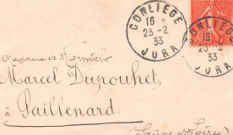 Enveloppe Découpée (le Timbre Est Entier) Marcel Dupouhet à SAILLENARD (Saône-et-Loire) - Cachet Poste Conliège, 1933 - Sonstige & Ohne Zuordnung