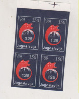 YUGOSLAVIA, 1989  150 Din Red Cross Charity Stamp  Imperforated Proof Bloc Of 4 MNH - Neufs