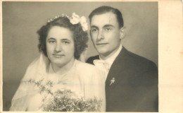 Souvenir Photo Postcard Wedding Bride Groom 1945 - Nozze