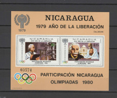 Nicaragua 1980 Olympic Games Moscow, Albert Einstein, Gandhi S/s With Overprint MNH -scarce- - Verano 1980: Moscu