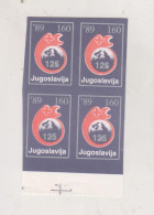 YUGOSLAVIA, 1989  160 Din Red Cross Charity Stamp  Imperforated Proof Bloc Of 4 MNH - Neufs