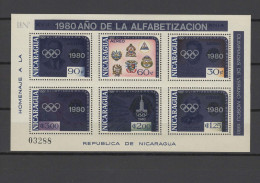 Nicaragua 1980 Olympic Games Moscow, Lions Club S/s With Overprint MNH - Estate 1980: Mosca