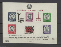 Nicaragua 1980 Olympic Games Moscow / Lake Placid, Abraham Lincoln S/s With Overprint MNH - Zomer 1980: Moskou