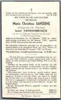 Bidprentje Aarschot - Janssens Maria Christina (1907-1951) - Imágenes Religiosas