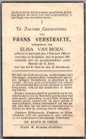 Bidprentje Aartrijke - Verstraete Frans (1869-1941) - Images Religieuses