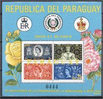 Paraguay 1978, Queen Elizabeth, Flowers, Rose, Stamp On Stamp, BF - Rozen