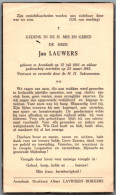 Bidprentje Arendonk - Lauwers Jan (1881-1965) - Imágenes Religiosas