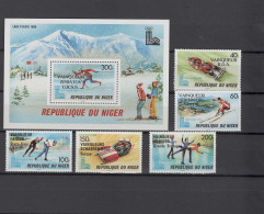 Niger 1980 Olympic Games Lake Placid Set Of 5 + S/s With Winners Overprint MNH - Invierno 1980: Lake Placid