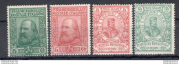 1910 Italia - Regno - Garibaldi, Catalogo Sassone N. 87-90, 4 Valori, MNH** Certificato Helmut Havi - Andere & Zonder Classificatie