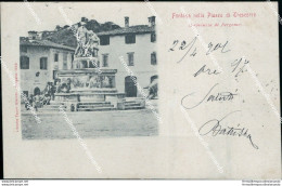 Bs492 Cartolina Fontana Nella Piazza Di Trescorre 1901 Bergamo  Lombardia - Bergamo