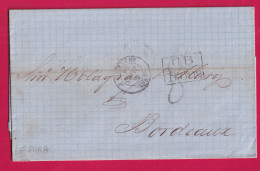 LETTRE DE PARA BRESIL BRAZIL 1864 TAXE 8 MARQUE ECHANGE GB 1F60 POUR BORDEAUXLETTRE - Voorfilatelie