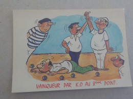 CPSM -  AU PLUS RAPIDE - CARTE HUMORISTIQUE - THEME :  PETANQUE  -   NON VOYAGEE - Humour