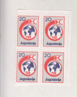 YUGOSLAVIA, 1988 20  Din Red Cross Charity Stamp Horizontal Imperforated Proof Bloc Of 4 MNH - Nuevos