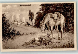 39805108 - Sign. Bormann Ein Verwundeter Deutscher Ulan Mit Seinem Pferd Neben Sich - War 1914-18