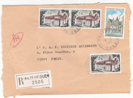 Timbres 1726 X3 + 1759 Sur Lettre Recommandée Ayant Voyagée Le 11/02/1975 De HAZEBROUCK NORD 59 à PARIS - 1961-....