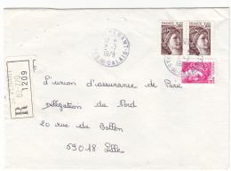 Timbres 1978 + 1979 En Paire Sur Lettre Recommandée Ayant Voyagée Le 02/07/1979 De ST VENANT 62 à HAZEBROUCK NORD 59 - 1961-....