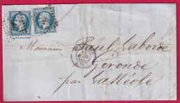 N°10 X2 PC441 BORDEAUX GIRONDE POUR LA REOLE 1853  LETTRE - 1849-1876: Période Classique