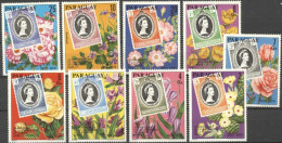 Paraguay 1978, Queen Elizabeth, Flowers, Rose, Stamp On Stamp, 9val - Stamps On Stamps