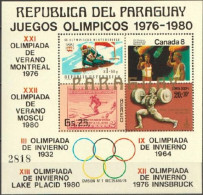 Paraguay 1978, Olympic Game, Stamp On Stamp, 4val In Block - Postzegels Op Postzegels
