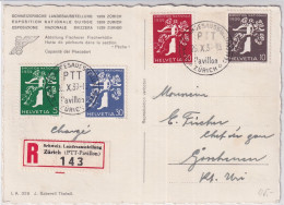 Zum. 232z-235 / Mi. 348z-351 Serie Auf Landi 1939 I Auf Landi R-Ansichts Karte Fischerhütte Mit Landi SS PAVILLON - Storia Postale