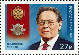 Russia 2018. Nikolai Pavlovich Lavyorov (1930−2016), Geologist (MNH OG) Stamp - Neufs