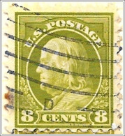 USA 1912 8c Yellow Green Franklin Used V1 - Oblitérés