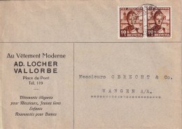 Motiv Brief  "Au Vêtement Moderne, Locher, Vallorbe"        1942 - Storia Postale