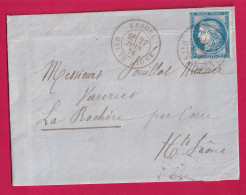 N°60 CAD TYPE 18 VESOUL HAUTE SAONE POUR LA ROCHERE LETTRE - 1849-1876: Classic Period