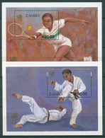 Sambia 1988 Olymp. Spiele Seoul Tennis Karate Block 16/17 Postfrisch (C27233) - Zambie (1965-...)