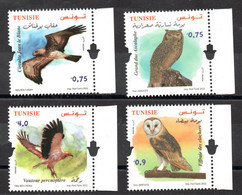 2022- Tunisia- Tunisian Birds - Raptors - Eagle- Vulture - Owl-  Complete Set 4v MNH** - Other & Unclassified