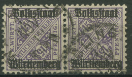 Württemberg Dienstmarken 1919 Mit Aufdruck 263 Waagerechtes Paar Gestempelt - Usati