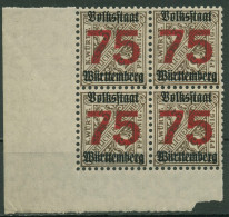 Württemberg Dienstmarken 1919 Mit Aufdruck 271 X 4er-Block, Ecke 3 Postfrisch - Postfris