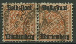 Württemberg Dienstmarken 1919 Mit Aufdruck 261 Waagerechtes Paar Gestempelt - Oblitérés