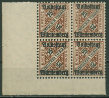 Württemberg Dienstmarken 1919 Mit Aufdruck 265 4er-Block, Ecke 3 Postfrisch - Nuevos