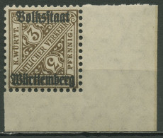 Württemberg Dienstmarken 1919 Mit Aufdruck 259 X Ecke Postfrisch WZ 1 - Mint