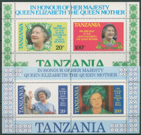 Tansania 1985 Geburtstag Königinmutter Elisabeth Block 42/43 Postfrisch (C27386) - Tansania (1964-...)